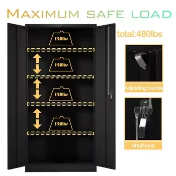 Office Metal Tall Garage Storage cabinet Adjustable Shelves Locking 2 Doors steel cupboard Filing Cabinet