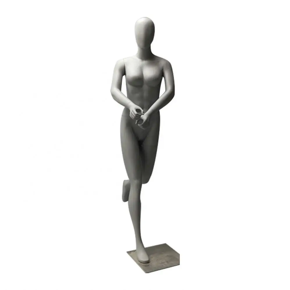 Female Full Body Abstract Fiberglass Yoga Sport Mannequin Women Bend Leg Sport Muscle Torso Display Mannequin Electroplating