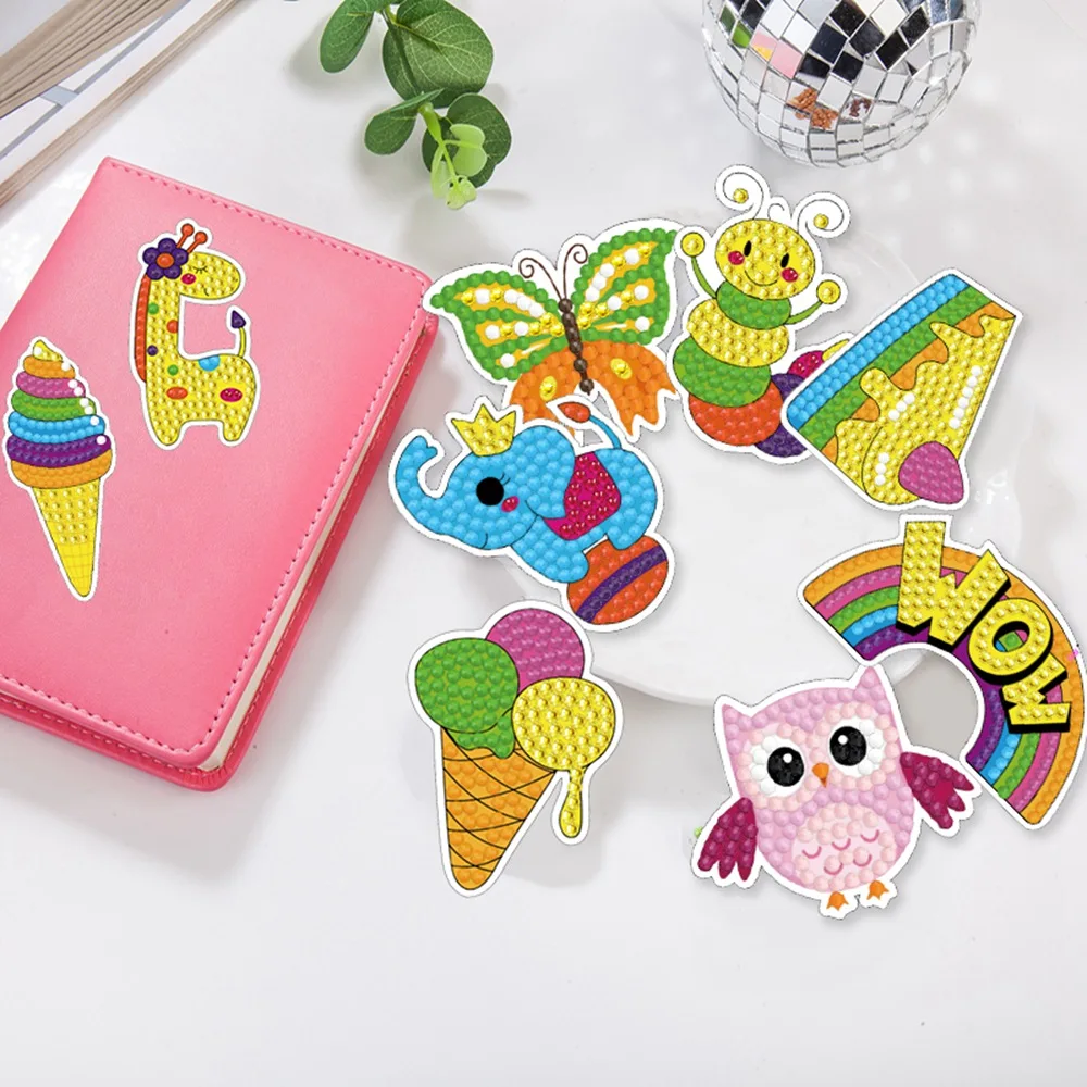 DIY Diamonds Art Mosaic Stickers Diamonds Painting Stickers Cute Cartoon Pattern for Kids Gift Rewards Home Decor