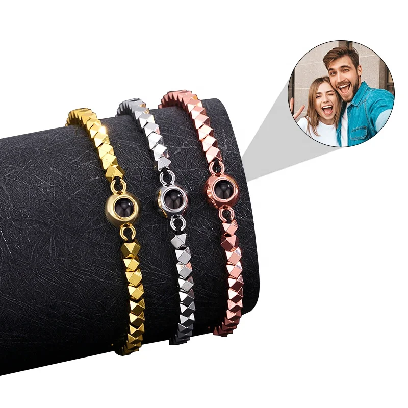 Irregular Beaded Rope Chain Bracelet Custom Personalized Photo Projection Bracelet Shopify Fulfillment Agent