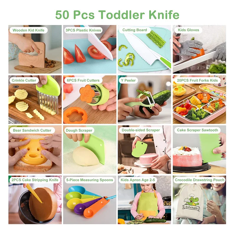 real cooking toddler playful kitchen chef safe knife set for kids with cutting board
