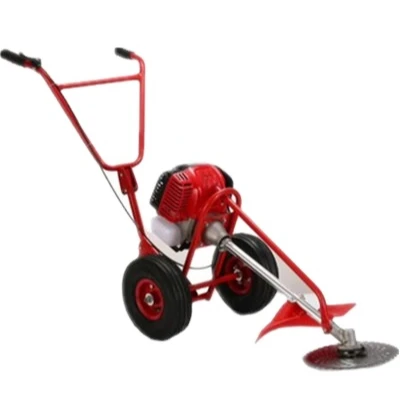 
2-stroke 52cc hand push brush cutter grass trimmer lawn mower with two wheels 