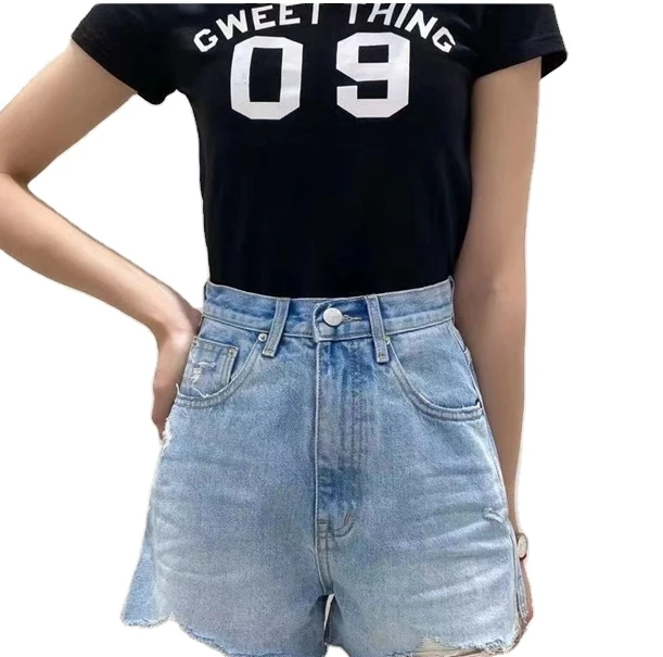 
Luxe home 002XZZG095 Hot selling good quality blue high waisted denim shorts for women 