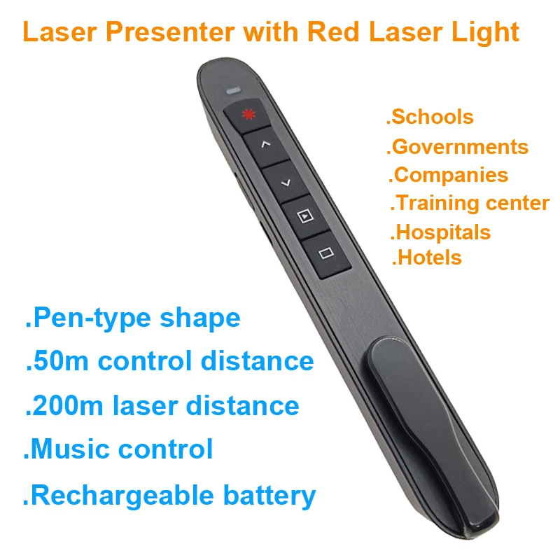 Volume Control Wireless Laser Presenter USB Flip Rechargeable Battery Laser Pointer Presenter PPT Power Pointer Clicker Page