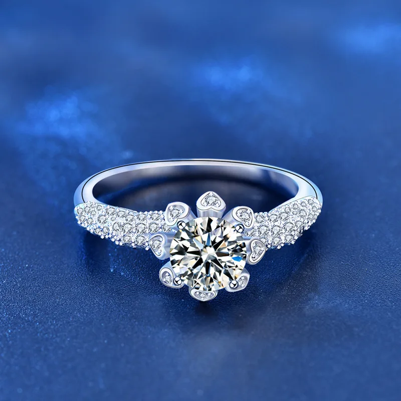 Panic Buying High Quality Wedding Jewelry 1ct Moissanite 925 Sterling Silver Women Engagement Ring Diamond