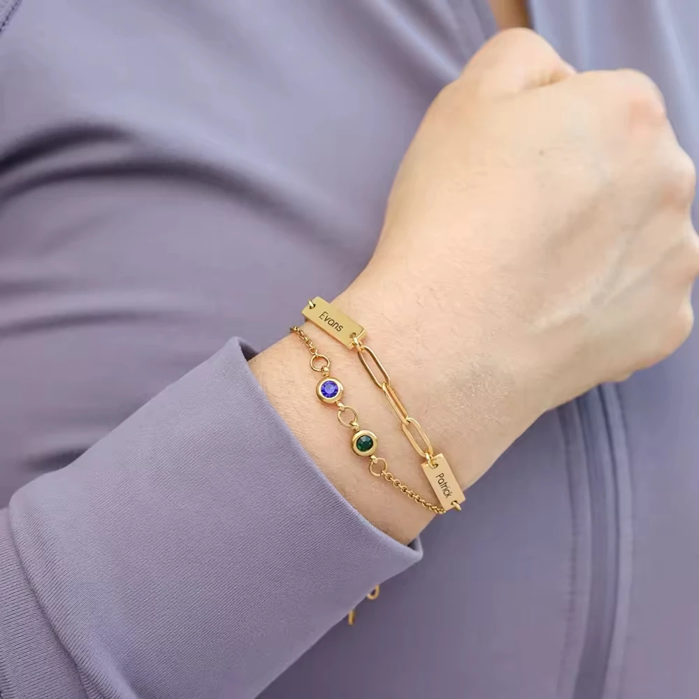 New Fashion Personalized Bracelet Multiple Name Charm Bracelet Stainless Steel Jewelry For Friendship Couples