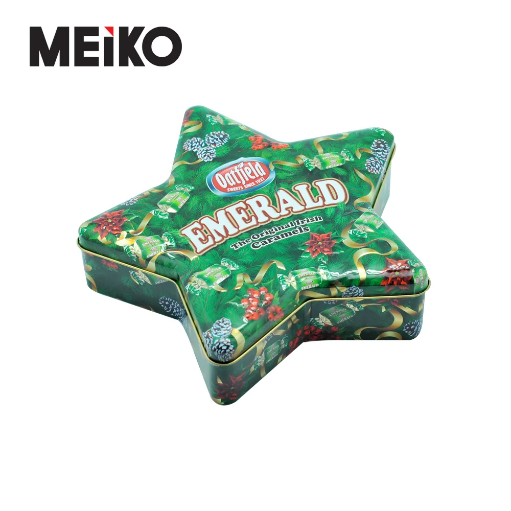 
 Выходное рождественское платье в форме звезды конфеты печенье коробка олова печенья рождества шоколада металлический ящик  