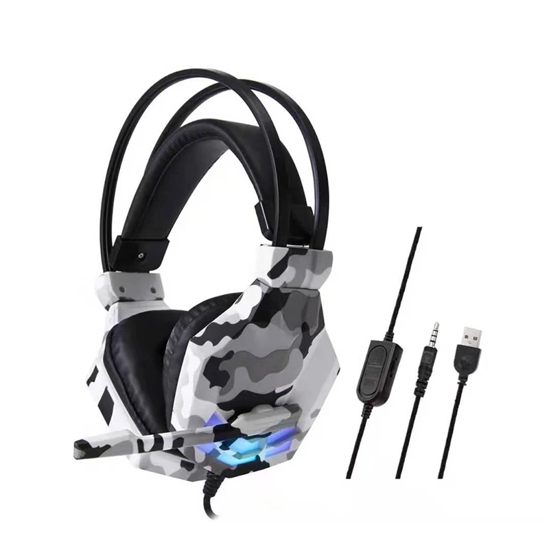 Golden Sky 3.5Mm Game Gaming Headphone Headset Earphone Headband With Microphone Led Light For Laptop Tablet Mobile Phone