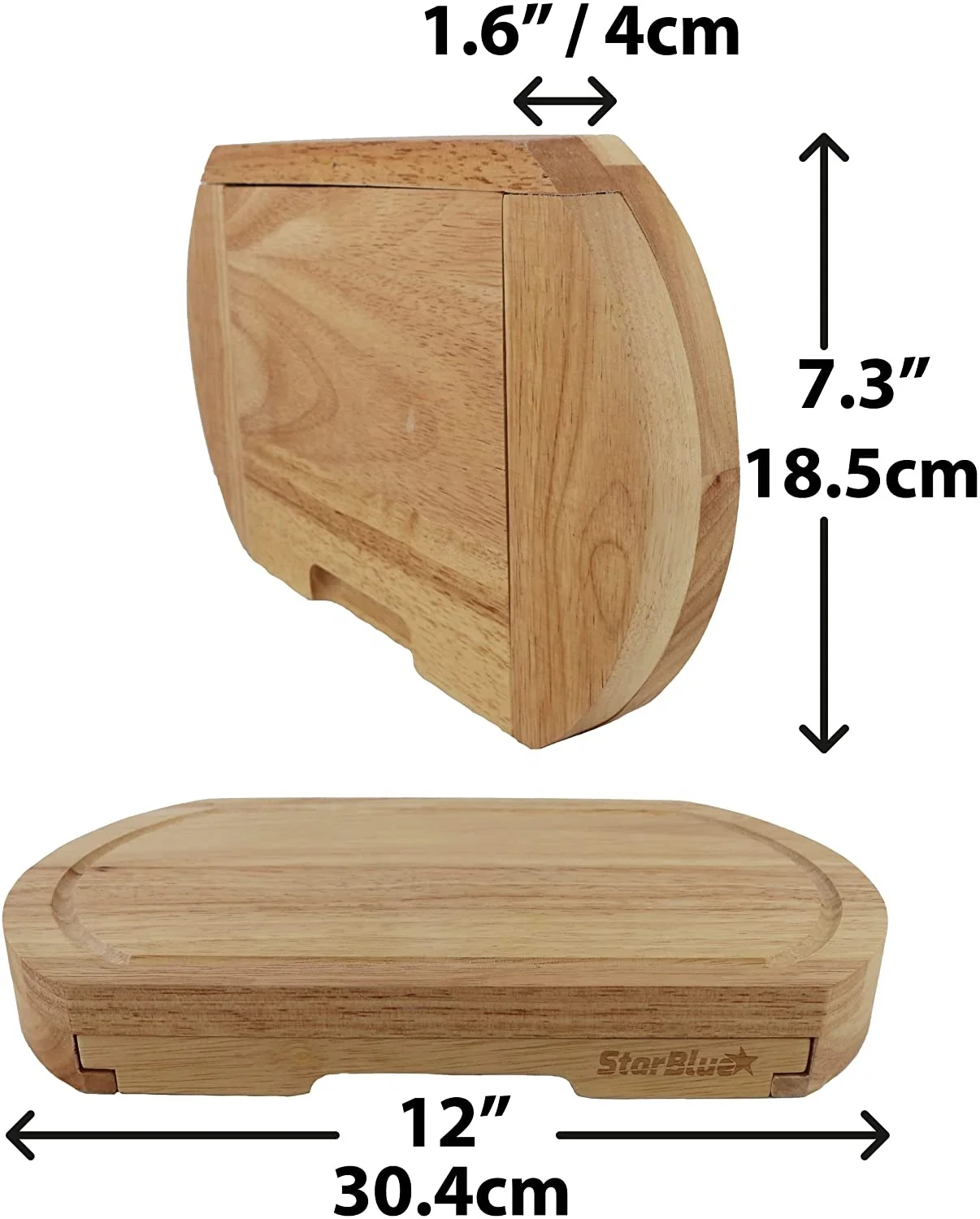 Cheese Board Set by StarBlue - with 4 Knives and Slide Out Drawer | Large Oak Wooden Cheese and Platter Cutting Serving Plate