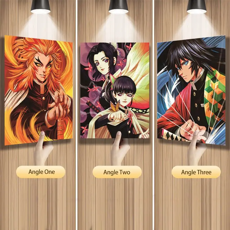 Anime Demon Slayer Tanjirou Inosuke Zenitsu Nezuko Anime 3D Lenticular Posters Art Print For Room Decor