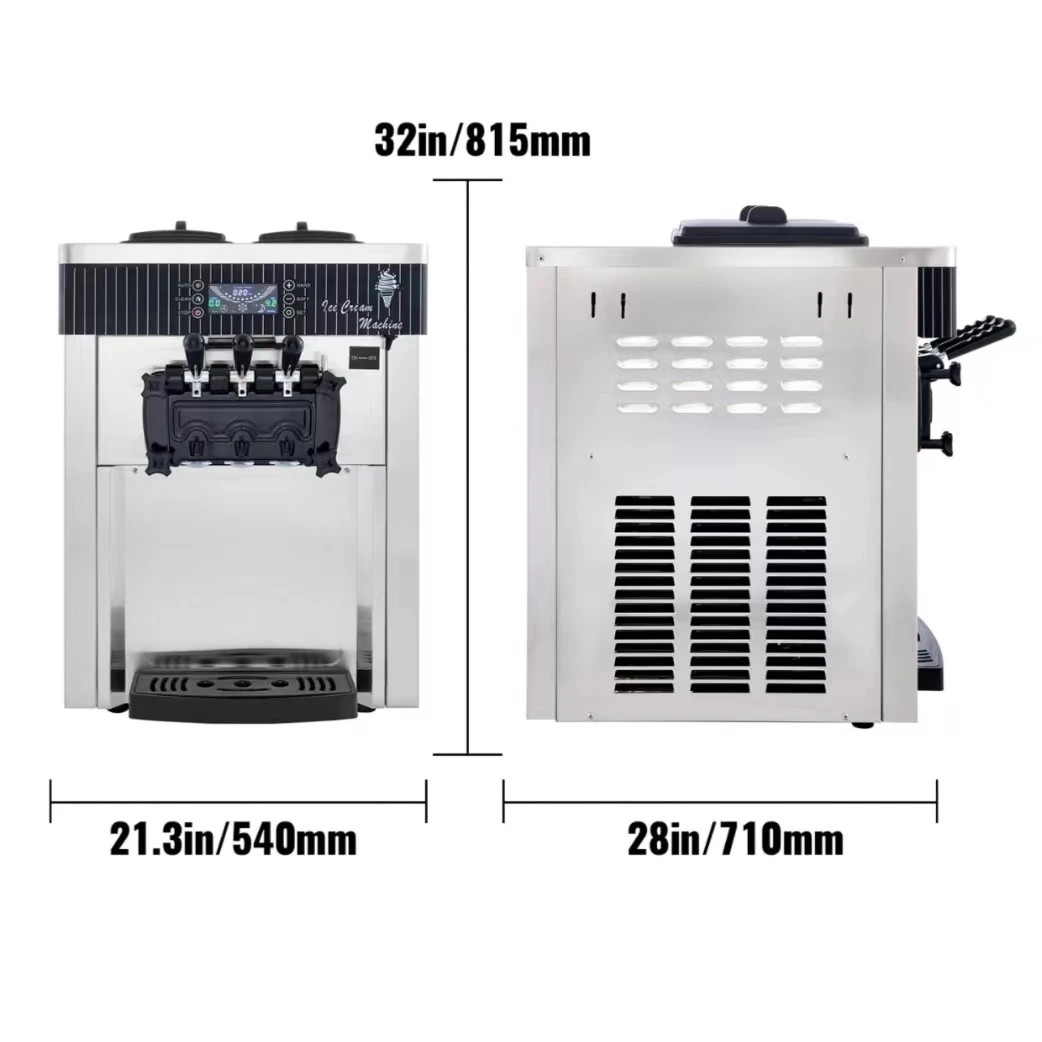 WeWork Commercial Ice Cream Machine 2200W 20-28L Per Hour Soft Serve Ice Cream Machine 3 Flavors Rainbow Ice Cream Machine