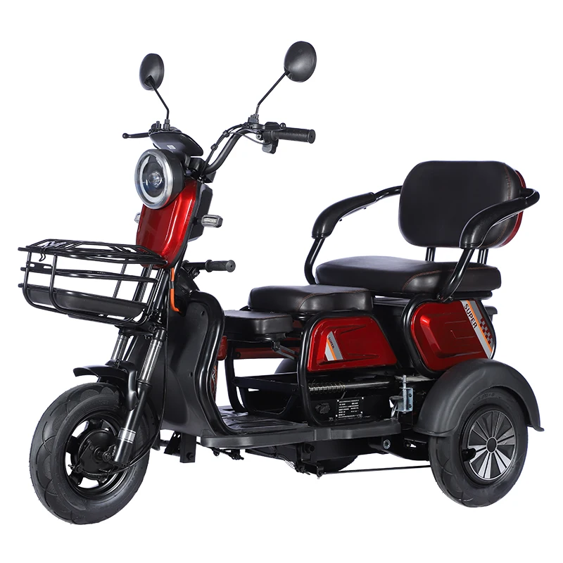 2024 China hot sale 3 wheel 12 inch lead acid electric tricycle with passenger seat for Adult