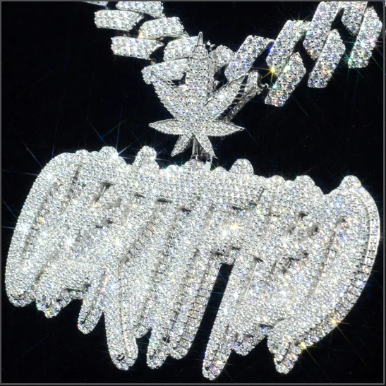 Custom Letter Number Name Initial Logo Pendant 925 Sterling Silver Vvs Moissanite Diamond  Iced Out Mens Hip Hop Jewelry Pendant