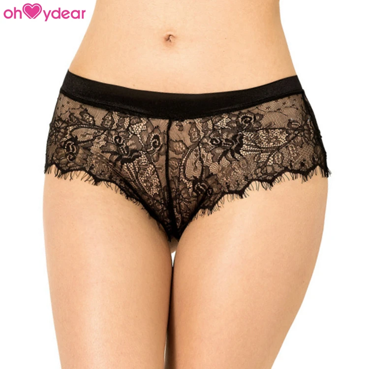 
Bulk custom see through hollow black adult sexy lace underwear lingerie for women 
