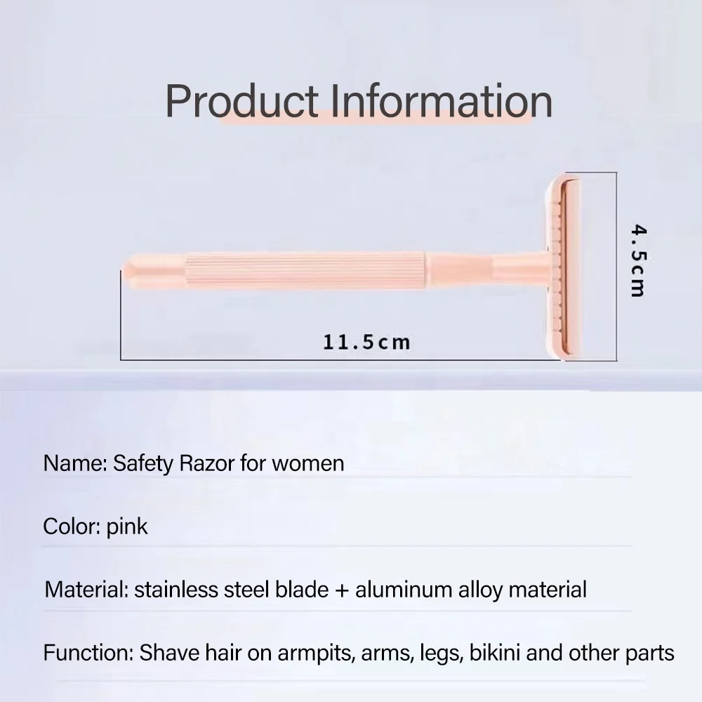 Custom logo facial razor for women handle double edge safety razor blade eco-friendly double edge safety razor