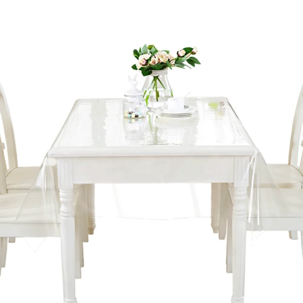Factory Custom Clear Vinyl Tablecloth Protector Waterproof/Oil-Proof Plastic Rectangle Transparent Sheet Table Cover