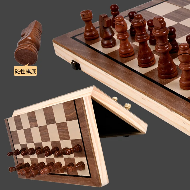 Zhiqu New Wooden Round Corner Folding Chess Set Quality Competitive Educational Board Game for Floor Play
