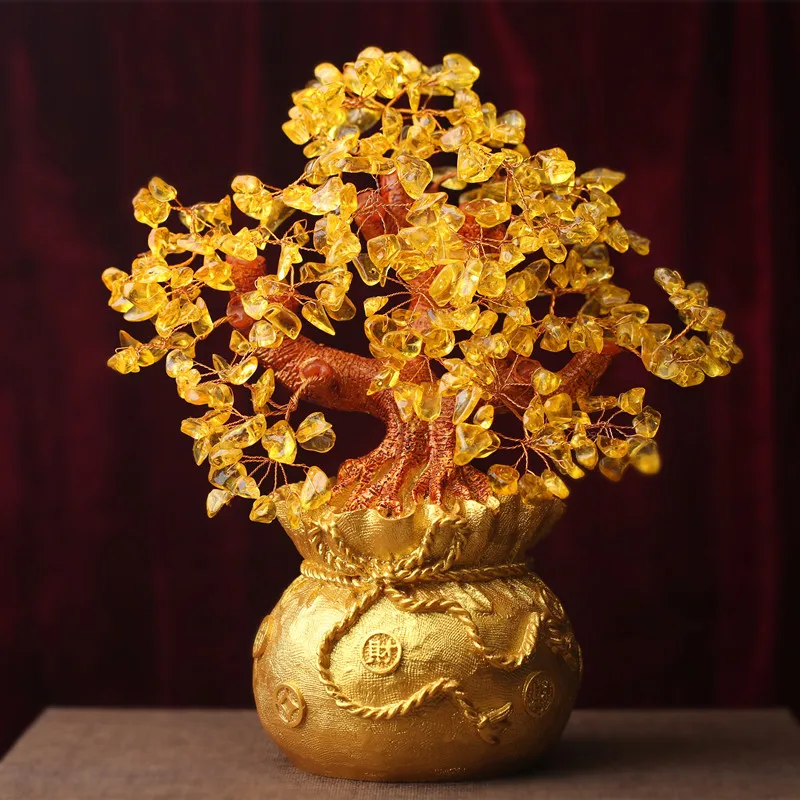 Creative home decoration citrine tree Pachira macrocarpa resin purse money tree home decorative crafts