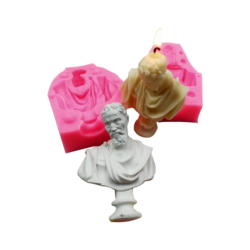 B-1036 Michelangelo Plaster Portrait Resin Silicone Candle Mold Aromatherapy Candle DIY Material for 3D Mould