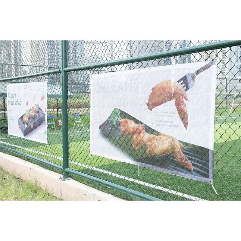 Roadside Advertising Fabric Fence Scrim Polyester Mesh Banner