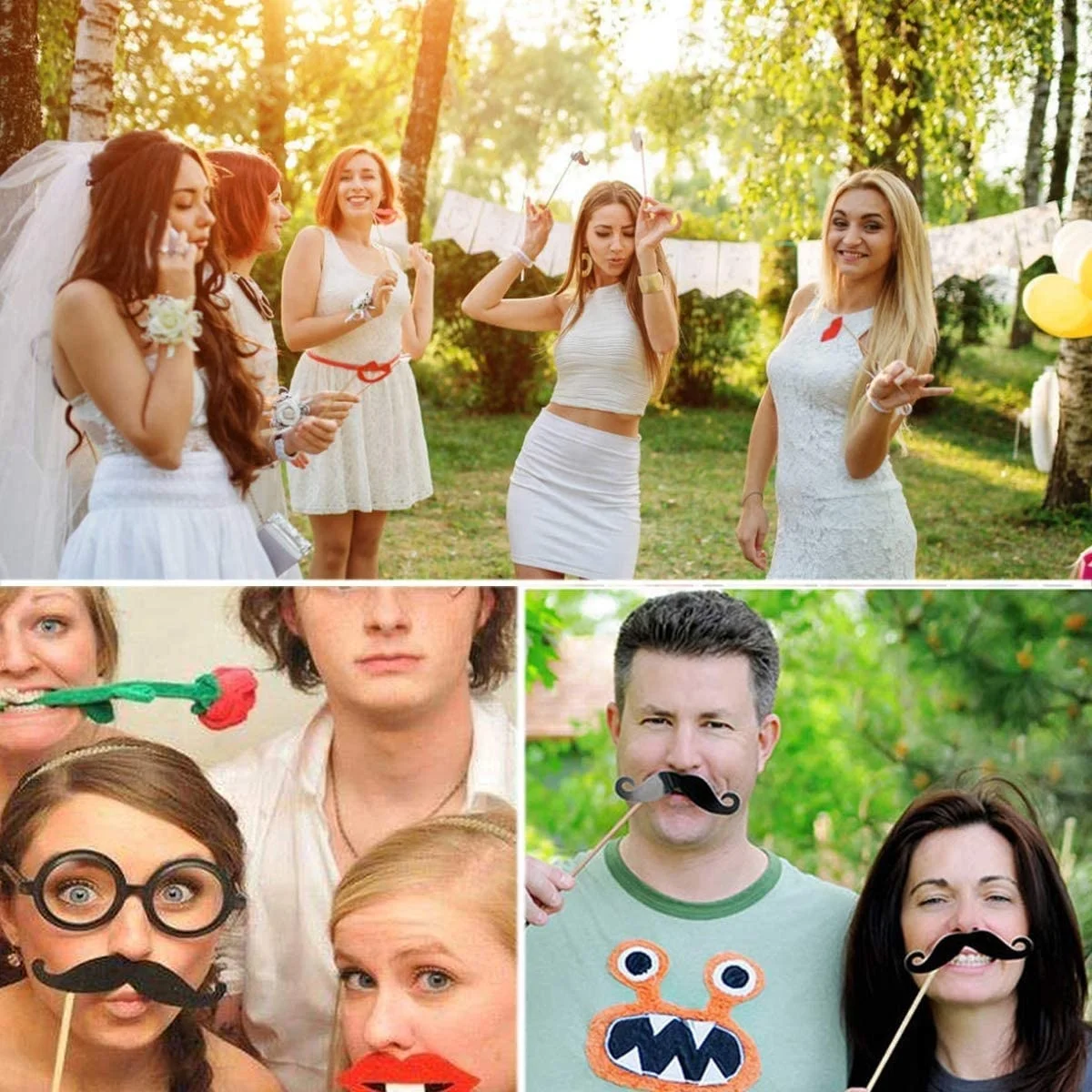 Factory Birthday Party Decoration Wedding Favors Photo Booth Props Funny Mask Mustache Lip Set On Stick Party Photography