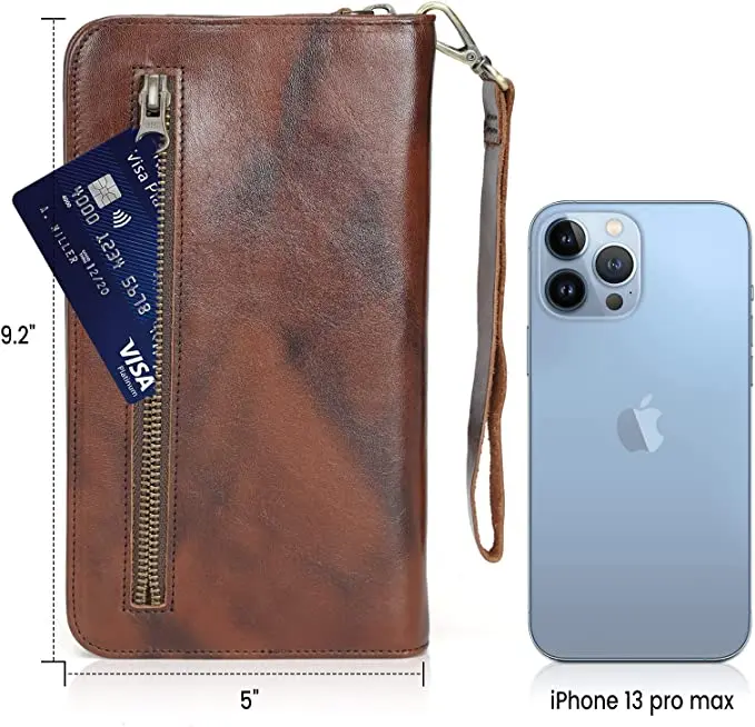 Full Grain Leather Family Travel Passport Wallet and Documents Organizer RFID Blocking Case Holder