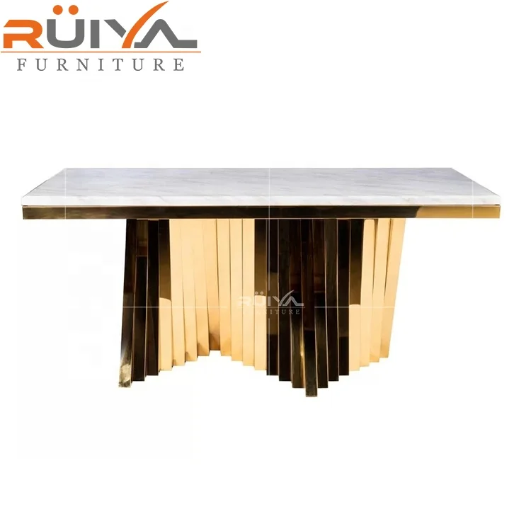 American design popular dining room furniture gold frame marble top dining table luxury
