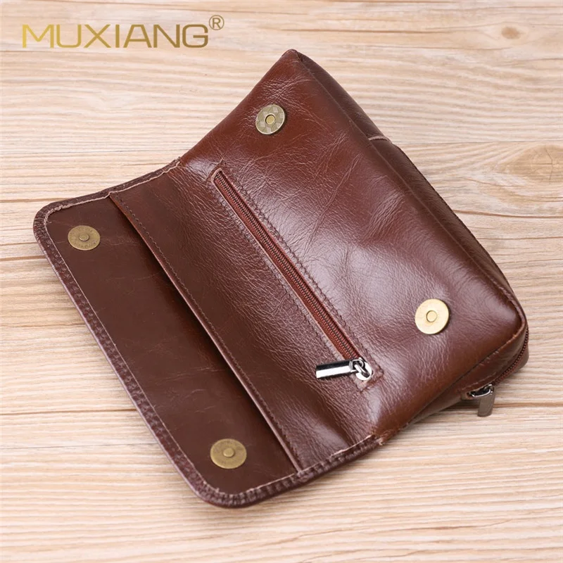 MUXIANG Genuine Leather Brown Color Single Tobacco Pipe Pouch Pipe Accessories Storage Bag