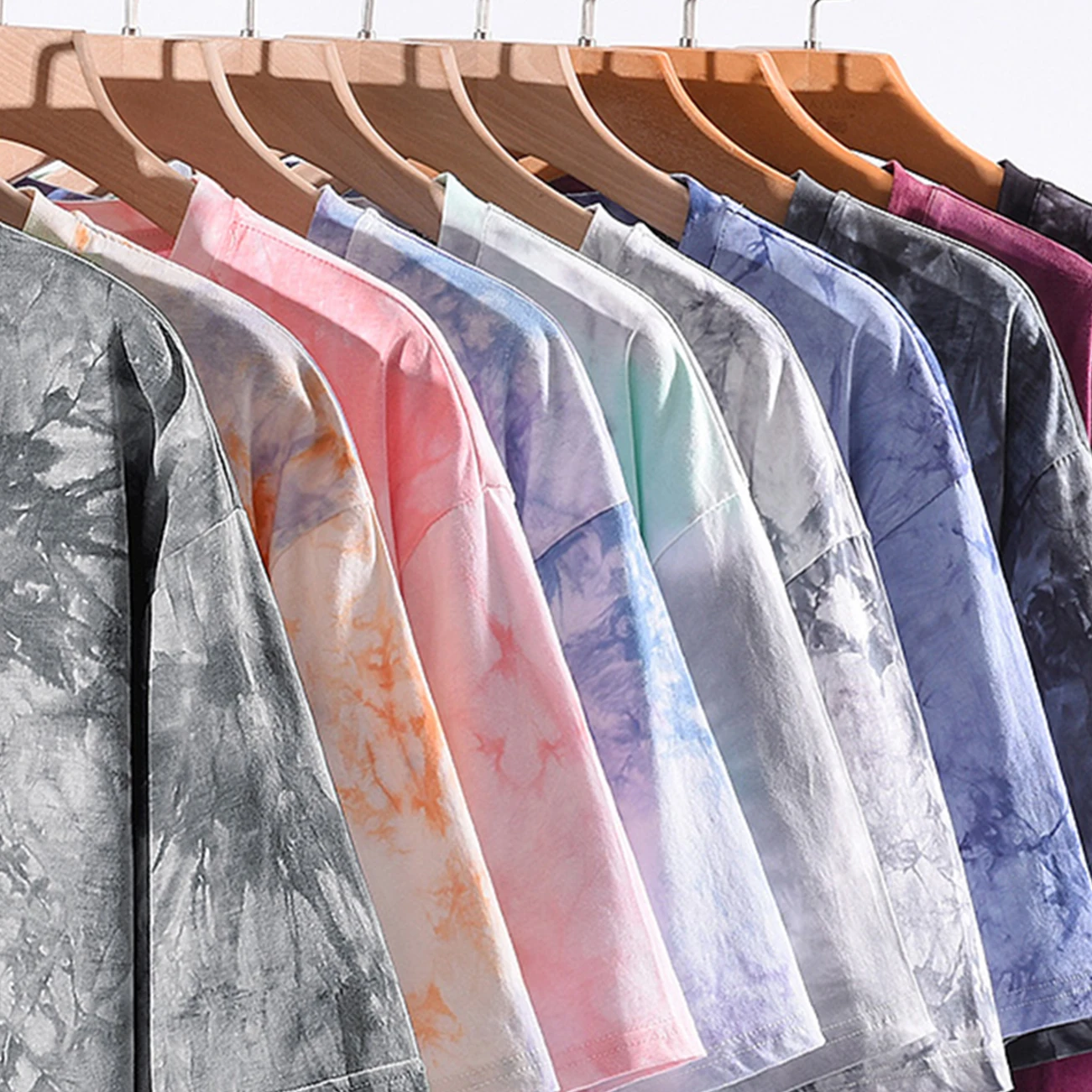 Wholesale fashion round neck tie dyed cotton tshirt custom logo digital printing logo mix color tie dye t-shirt for men