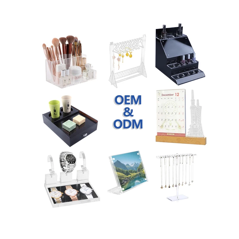 Factory custom Acrylic stand display acrylic food perfume necklace dessert cosmetic holder jewelry watch led display stand