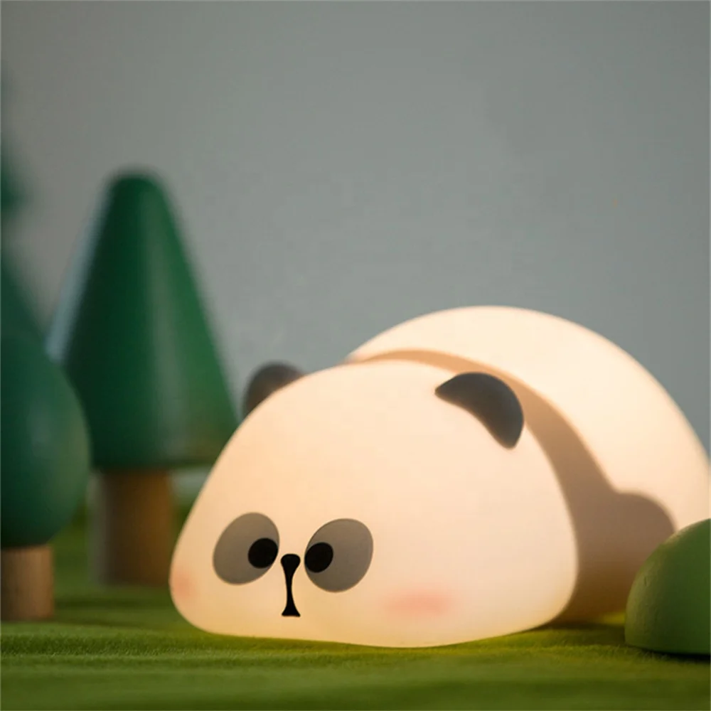 Biumart Children Night Light Silicone Long Lasting Eye Protection Pat Control New Product Wholesale Price Panda Night Light