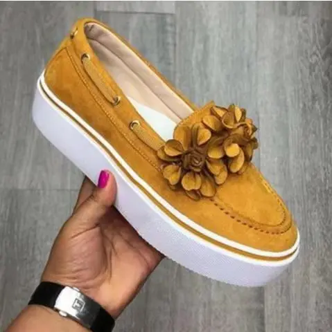 WK-005 new fashion spring summer solid leather 3 D flower decorated flat canvas shoes for women casual walking shoes