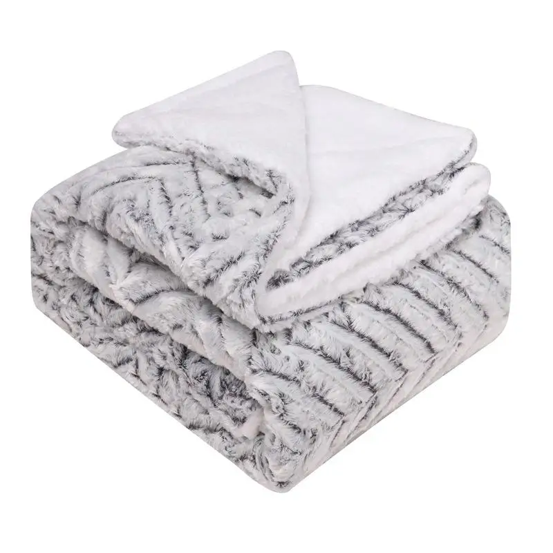 Brand New High Quality Tie Dye Print Double Lamb Wool Faux Fur Plush Luxury Pile Blanket