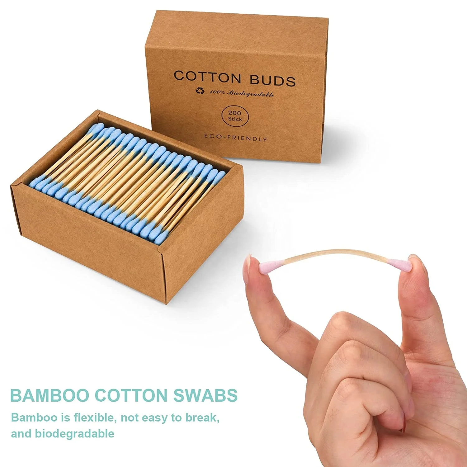 200pcs cup packing eco friendly person care bamboo sticks 100% pure nature cotton buds swabs