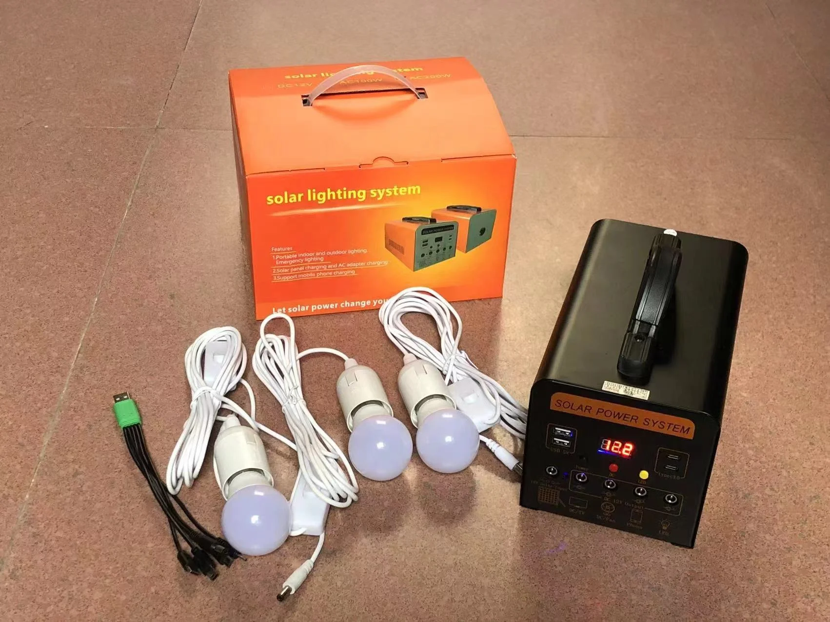 Portable Indoor Mini Solar Power Energy Lighting system for home lighting and phone charging