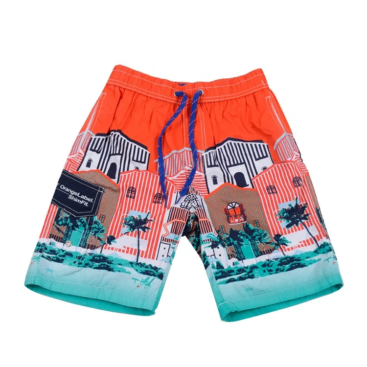 High fashion custom made colorful printed hawaiian design quick dry surf swimming shorts men
