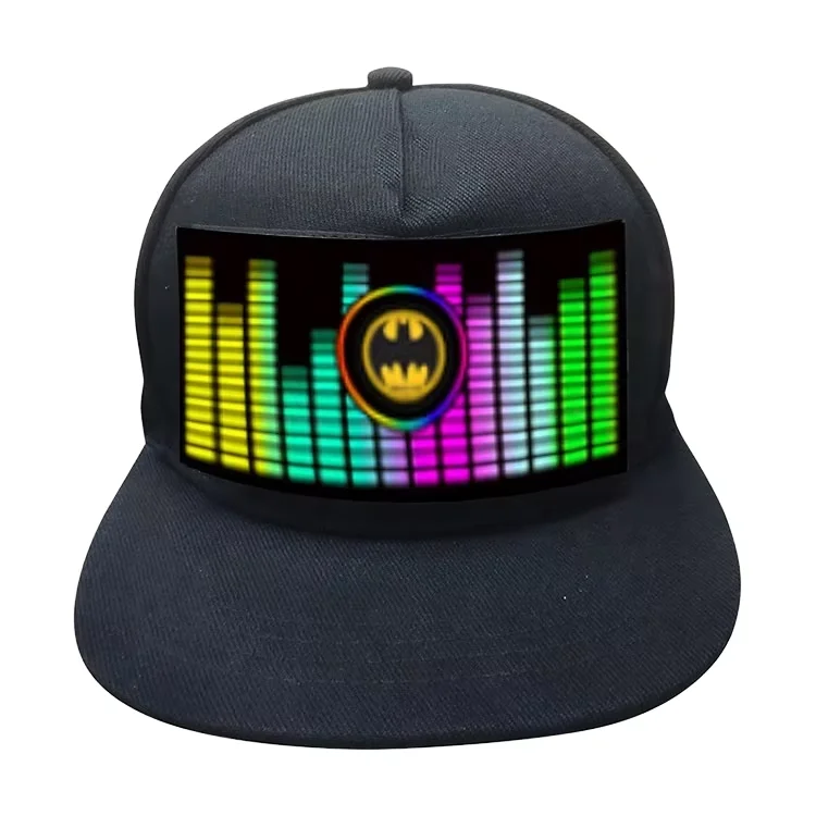 Unisex LED Party Cap with Creative Dance Flash Stick Ball Light Panel Hot Sale Customizable Striped Style Adults Voice Control