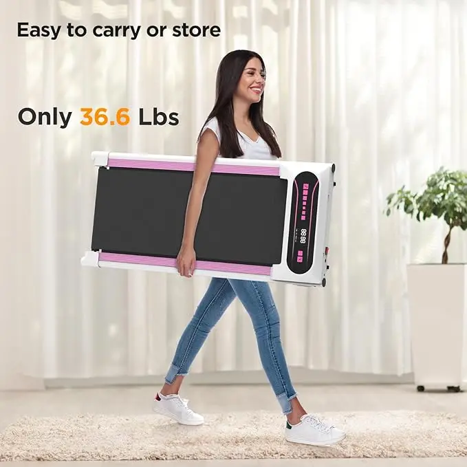 Under Desk Treadmill, Walking Pad Treadmill fitness home gym Electric Small Treadmills Compact  Machine PINK