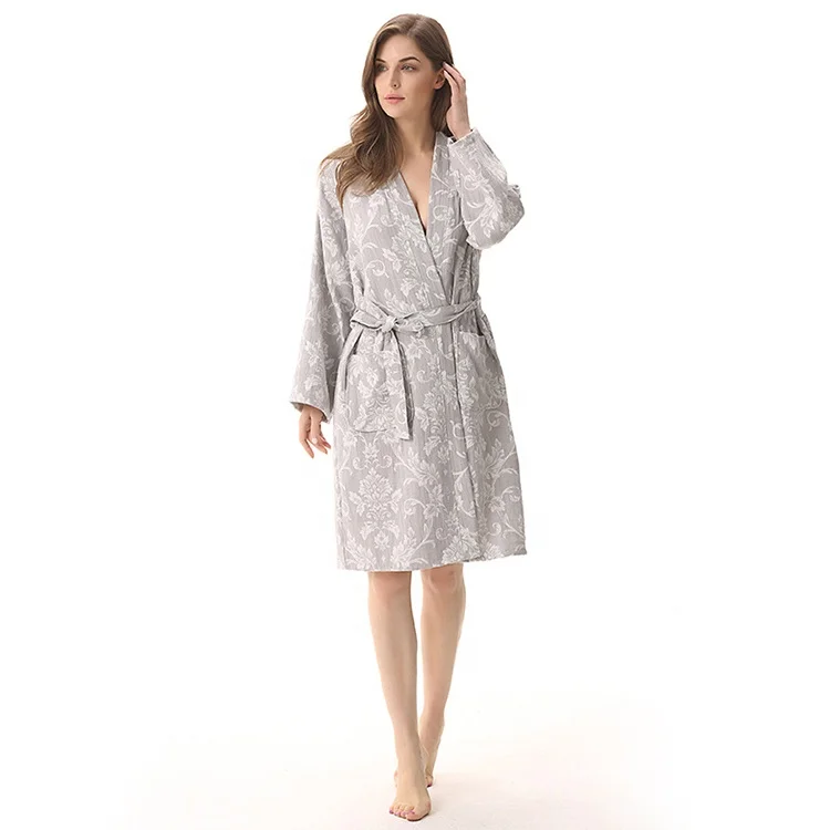 Spring Autumn Lovers Bathrobe Japanese Kimono Pure Cotton Thin Double Gauze Cotton Home Wear Bathrobe Pajamas