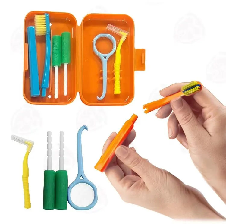 2024 New arrival Portable Plastic four in one Hygiene Products Orthodontic Toothbrush Oral Care Dental Travel Teeth Cleaning Kit