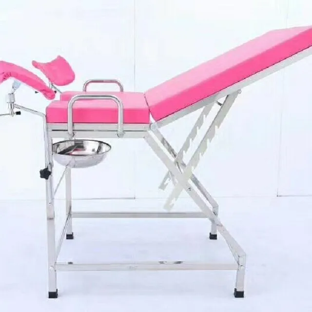 Manual Hospital stainless steel Gynecology Delivery Obstetric Examination Bed