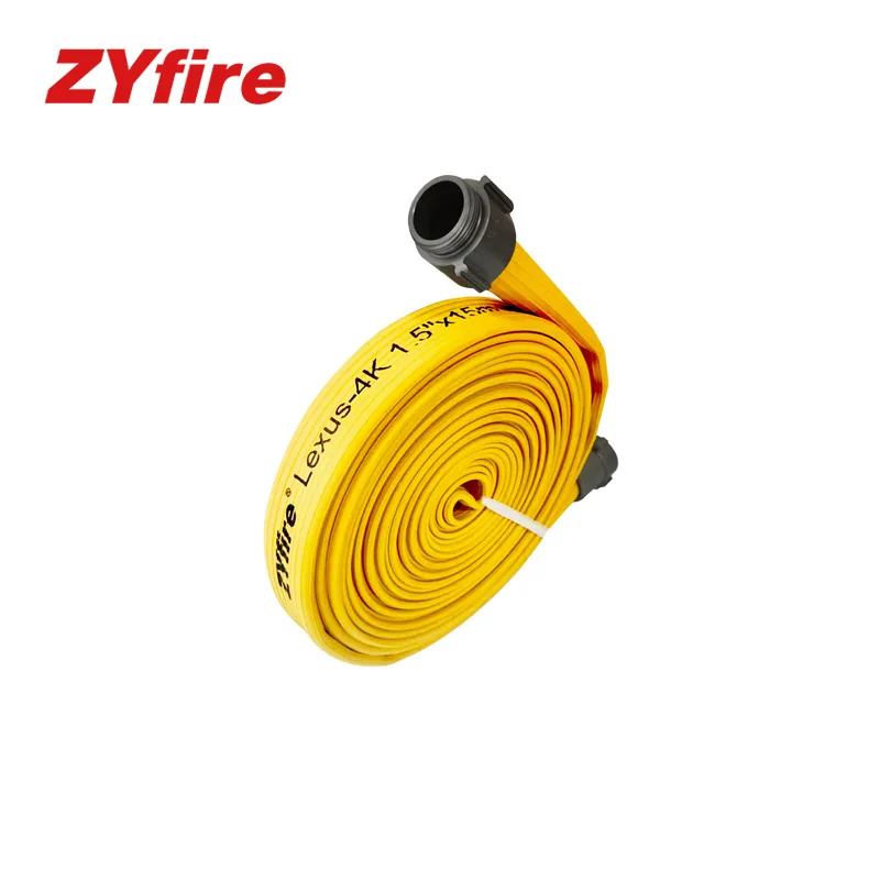 ZYfire 2 Inch 4-layer Flexible Lay flat Fire Hose for Industrial Fire Fighting 50N Adhesion Strength