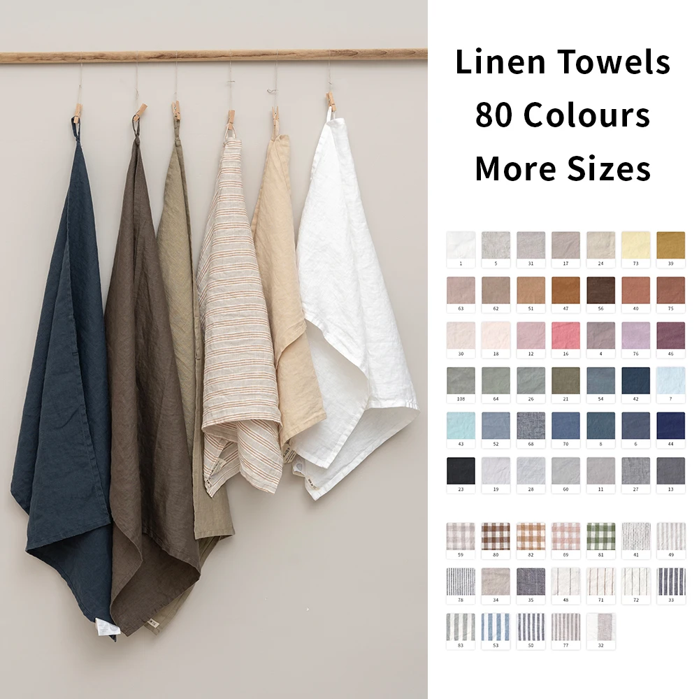 Hot Sale high quality custom design stripes pure linen Kitchen Towels Linen Yarn Dyed dish Tea Towel with loop