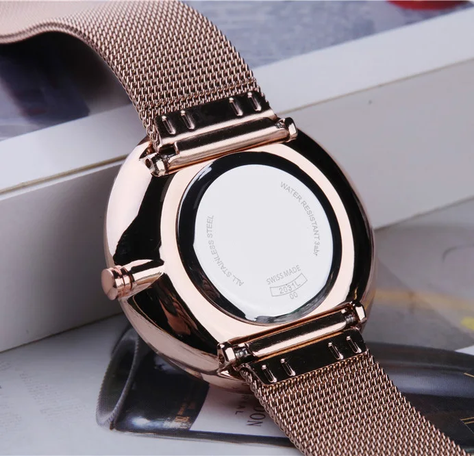 Manufacturers simple design quartz movement mesh band wrist watch women