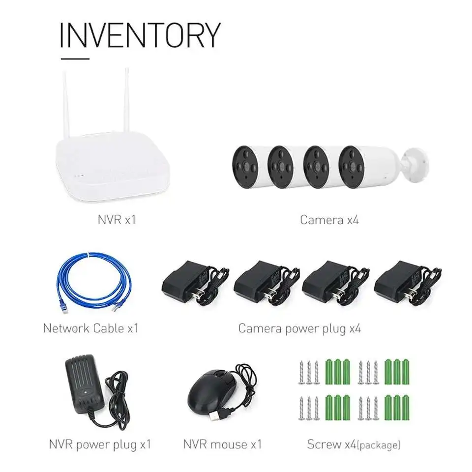 4CH 3MP Tuya Nvr Smart Home Security Wireless Waterproof Outdoor Wifi IP Cctv Video Surveillance System