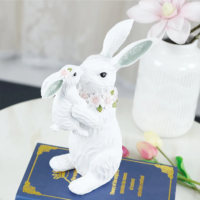 Redeco Alibaba Hot Sale Bunny Easter Bunny Family Resin  Spring Decor For Gift Home Decoration