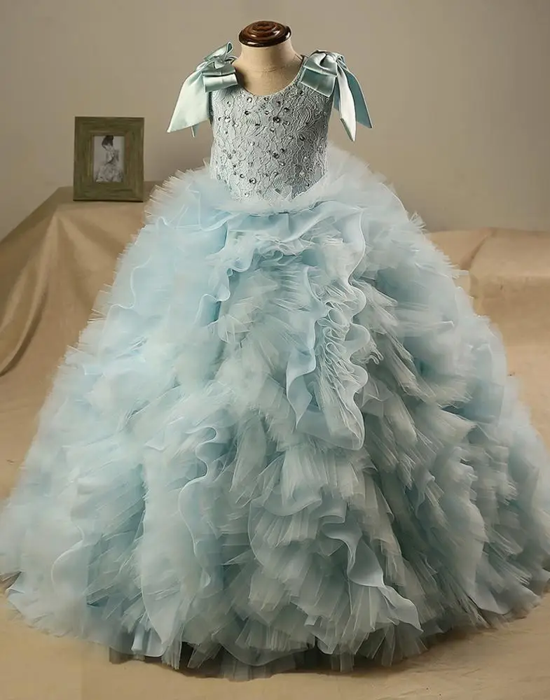 Ivy10069G Floor length handmade flower luxury princess dress for girls