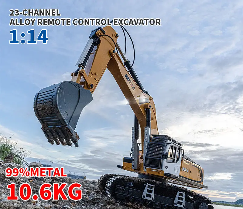 Rc металлический экскаватор Huina 1599 1/14 масштаб 23-канальный Сплав Имитация дистанционного управления электрические игрушки грузовик