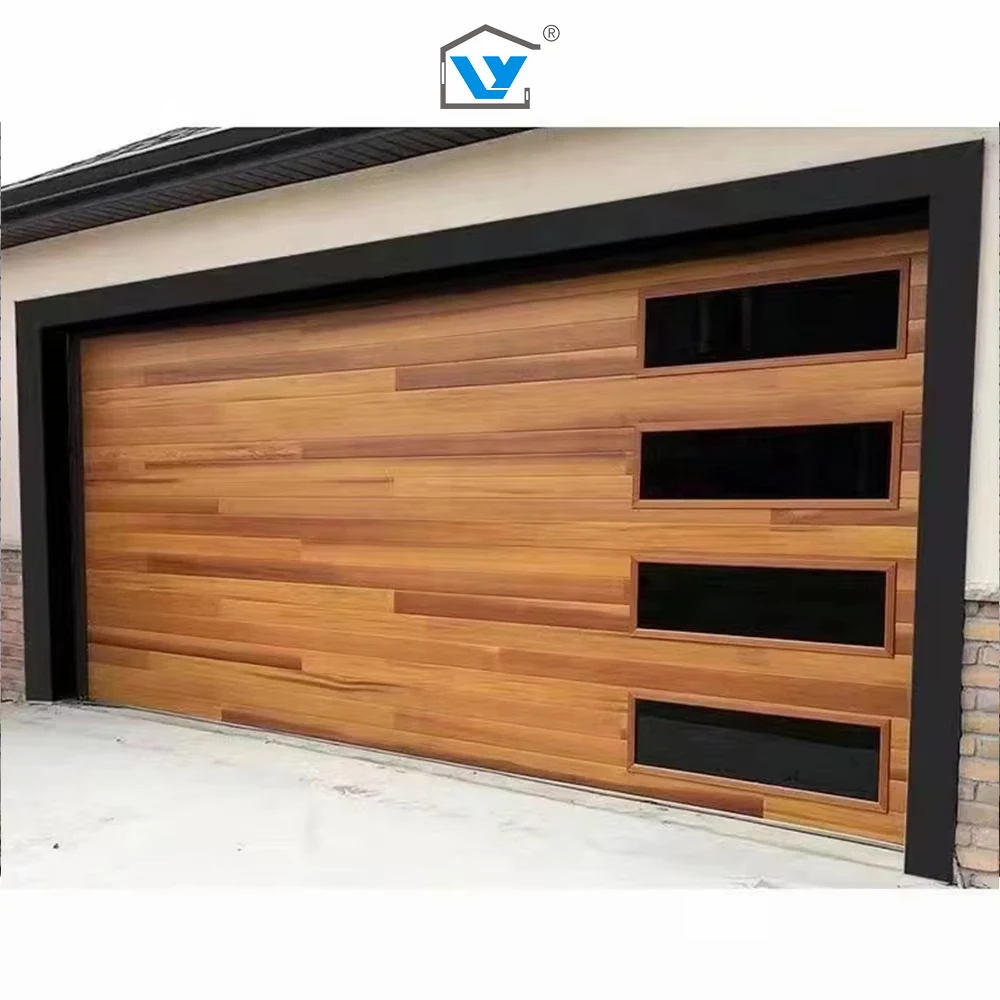 High Standard Modern Design Frameless Aluminum Mirror Reflective Glass Garage Door Professional Manufacture for Villas Garages