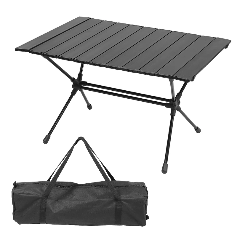 High Quality Lightweight Black Portable Outdoor Double Bar Folding Table With Carry Bag